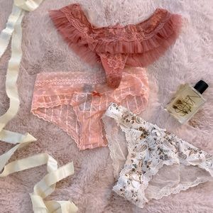 Victoria’s Secret Aerie Pink Rose Panty Bundle